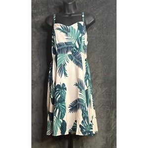 Old Navy tropical leaf pink spaghetti strap sundress size M